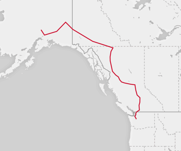 Map of the Seattle to Alaska route