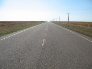 Endless flat road in Kansas